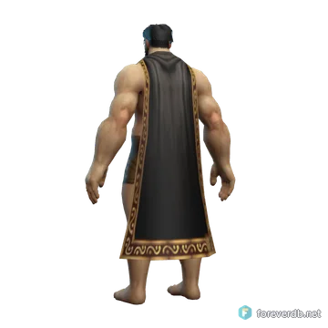 Warmonger's Cloak worn by a human male, rendered from the Forever client