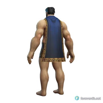 Heavy Runed Cloak worn by a human male, rendered from the Forever client