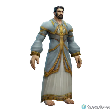 Gossamer Robe worn by a human male, rendered from the Forever client