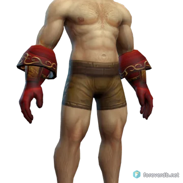 Gauntlets of Divinity worn by a human male, rendered from the Forever client