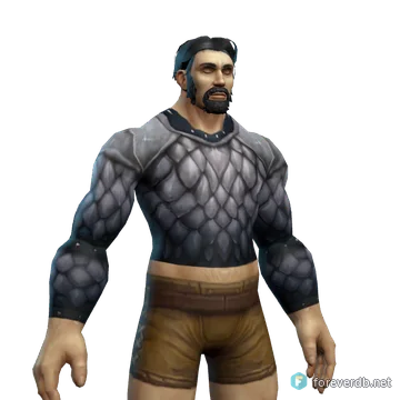 Blackforge Breastplate worn by a human male, rendered from the Forever client