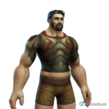 Boulderskin Breastplate worn by a human male, rendered from the Forever client