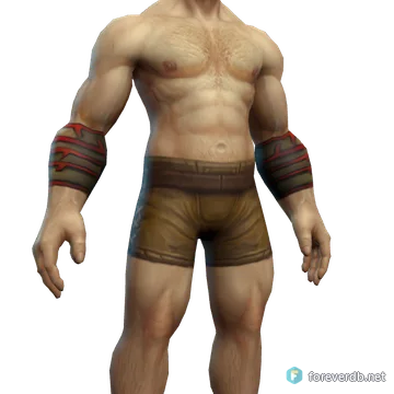 Spitfire Bracers worn by a human male, rendered from the Forever client