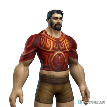 Bloodforged Chestpiece worn by a human male, rendered from the Forever client