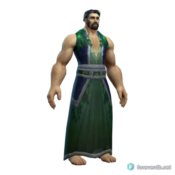Fen Keeper Robe worn by a human male, rendered from the Forever client