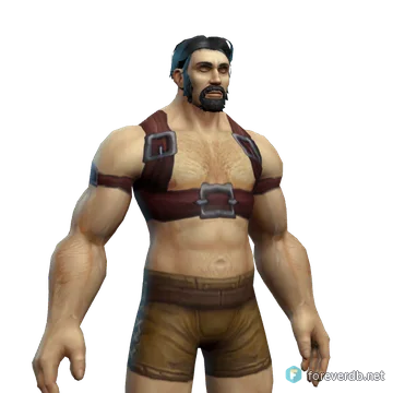 Battered Leather Harness worn by a human male, rendered from the Forever client