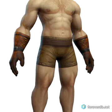 Dusty Mining Gloves worn by a human male, rendered from the Forever client