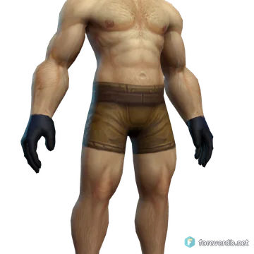 Warped Leather Gloves worn by a human male, rendered from the Forever client