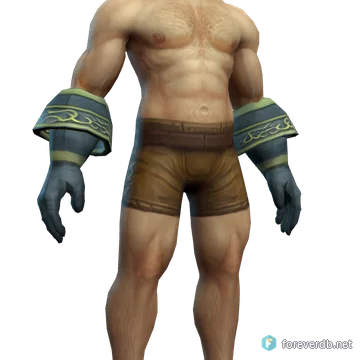 Traveler's Gloves worn by a human male, rendered from the Forever client