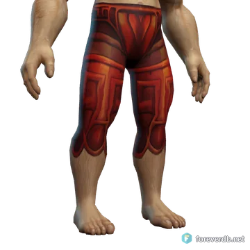 Bloodforged Legplates worn by a human male, rendered from the Forever client