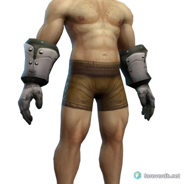 Alabaster Plate Gauntlets worn by a human male, rendered from the Forever client