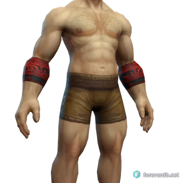 Dark Iron Bracers worn by a human male, rendered from the Forever client