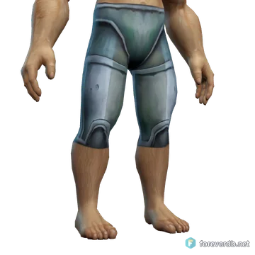 Formidable Legguards worn by a human male, rendered from the Forever client