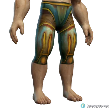 Lofty Legguards worn by a human male, rendered from the Forever client