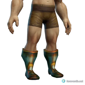 Shieldplate Sabatons worn by a human male, rendered from the Forever client