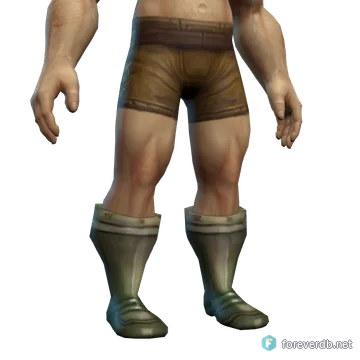 Ancient Greaves worn by a human male, rendered from the Forever client