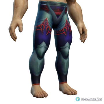 Bejeweled Legguards worn by a human male, rendered from the Forever client