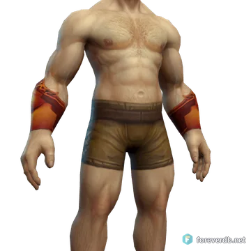 Hyperion Vambraces worn by a human male, rendered from the Forever client
