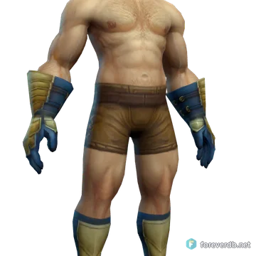 Golden Scale Gauntlets worn by a human male, rendered from the Forever client