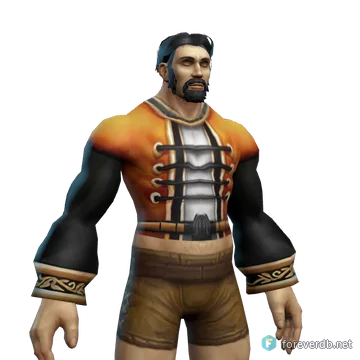 Orange Martial Shirt worn by a human male, rendered from the Forever client