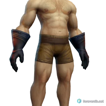 Hero's Gauntlets worn by a human male, rendered from the Forever client