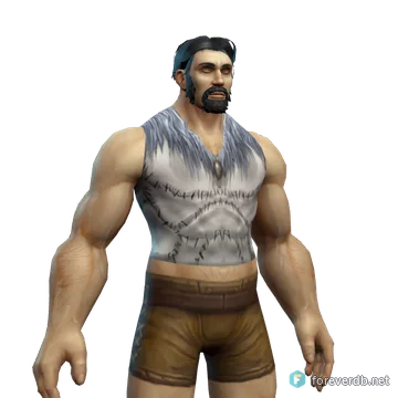 Frostmane Leather Vest worn by a human male, rendered from the Forever client