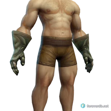 Ancient Gauntlets worn by a human male, rendered from the Forever client