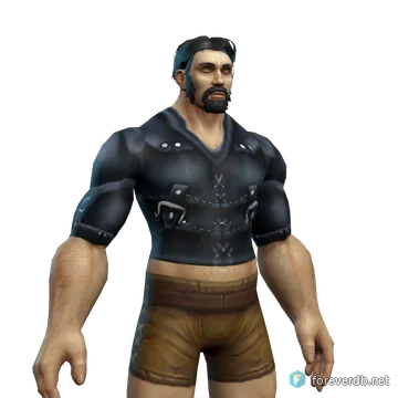 Black Whelp Tunic worn by a human male, rendered from the Forever client