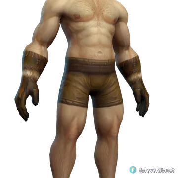 Tanned Leather Gloves worn by a human male, rendered from the Forever client