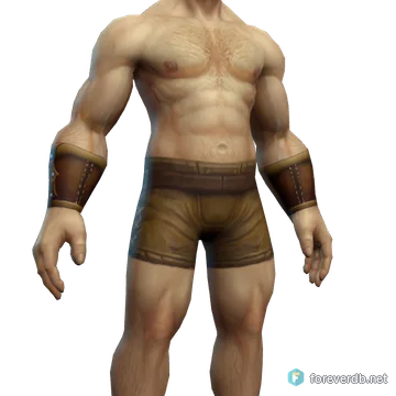 Tough Leather Bracers worn by a human male, rendered from the Forever client