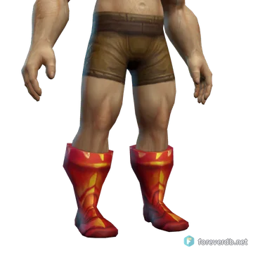 Magnificent Greaves worn by a human male, rendered from the Forever client