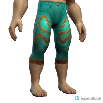 Arachnidian Legguards worn by a human male, rendered from the Forever client