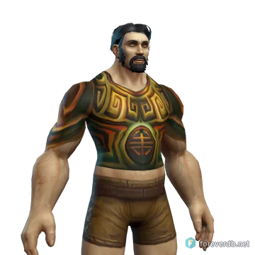 Runed Copper Breastplate worn by a human male, rendered from the Forever client