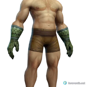 Cadet Gauntlets worn by a human male, rendered from the Forever client