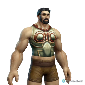 Warbringer's Chestguard worn by a human male, rendered from the Forever client