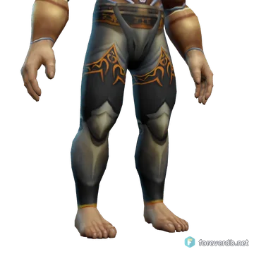 Enchanted Thorium Leggings worn by a human male, rendered from the Forever client