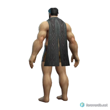 Blackforge Cape worn by a human male, rendered from the Forever client