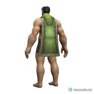 Forest Cloak worn by a human male, rendered from the Forever client