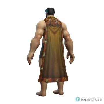 Well Oiled Cloak worn by a human male, rendered from the Forever client