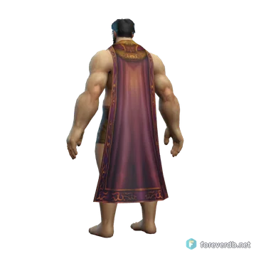 Swashbuckler's Cape worn by a human male, rendered from the Forever client