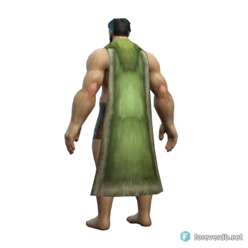 Wild Leather Cloak worn by a human male, rendered from the Forever client