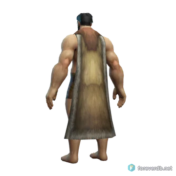 Yeti Fur Cloak worn by a human male, rendered from the Forever client
