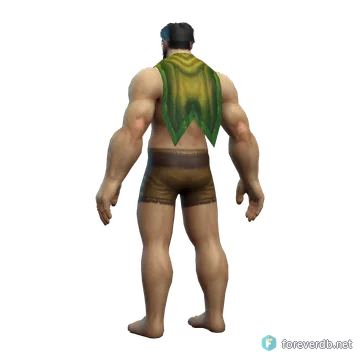 Greenweave Cloak worn by a human male, rendered from the Forever client