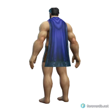 Raincaller Cloak worn by a human male, rendered from the Forever client