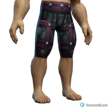 Guststorm Legguards worn by a human male, rendered from the Forever client