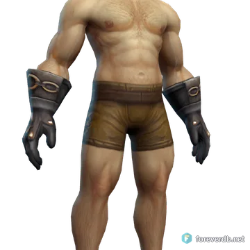 Wicked Leather Gauntlets worn by a human male, rendered from the Forever client
