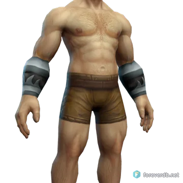 Deeprock Bracers worn by a human male, rendered from the Forever client