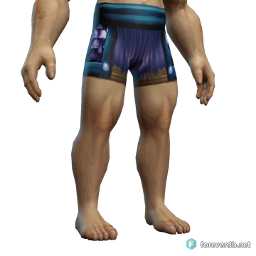 Cobalt Legguards worn by a human male, rendered from the Forever client