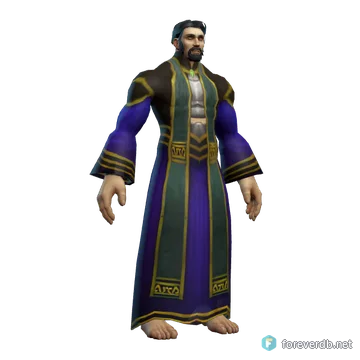 Robe of Winter Night worn by a human male, rendered from the Forever client