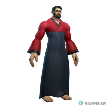 Red Traditional Hanbok worn by a human male, rendered from the Forever client